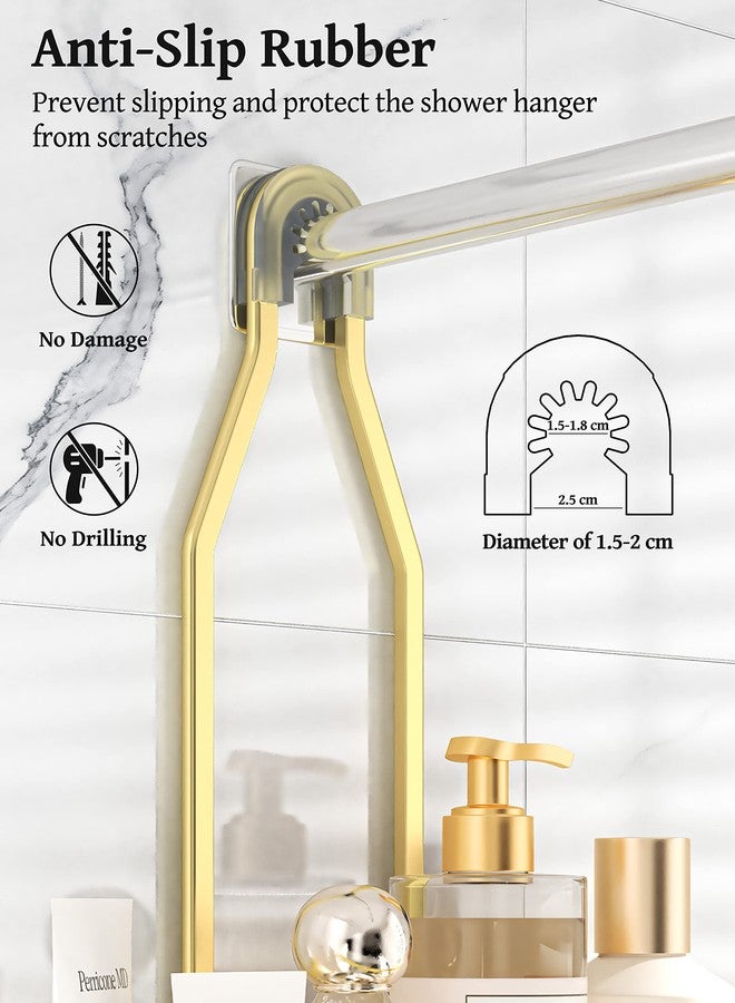 YASONIC Never Rust Shower Caddy Hanging Organizer - Aluminum Over-the-Showerhead Rack With 10 Hooks for Razor/Sponge and Soap Basket - Gold - Image 5